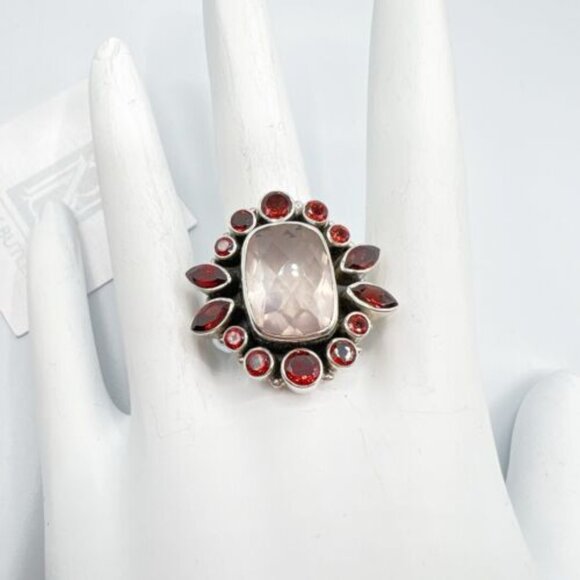 🌟NICKY BUTLER One of a Kind 925 Silver Rose Quartz Garnet Size 9 Ring NE… - Picture 11 of 15